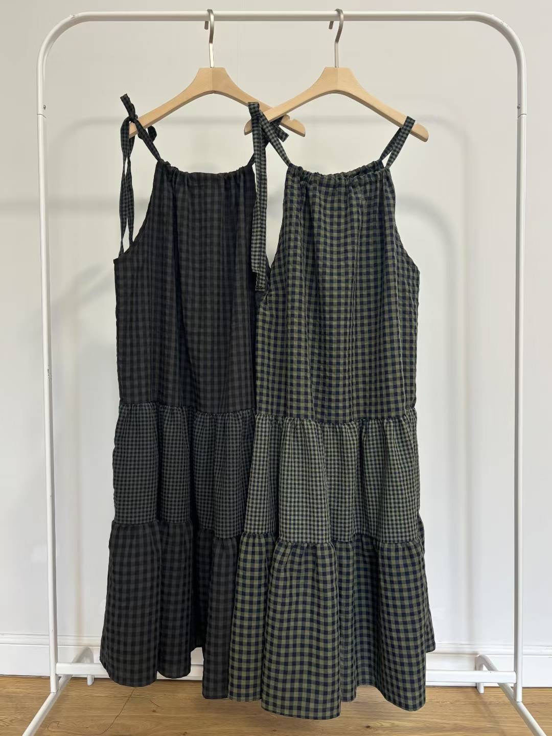格仔吊帶連衣裙 Plaid Suspender One-piece