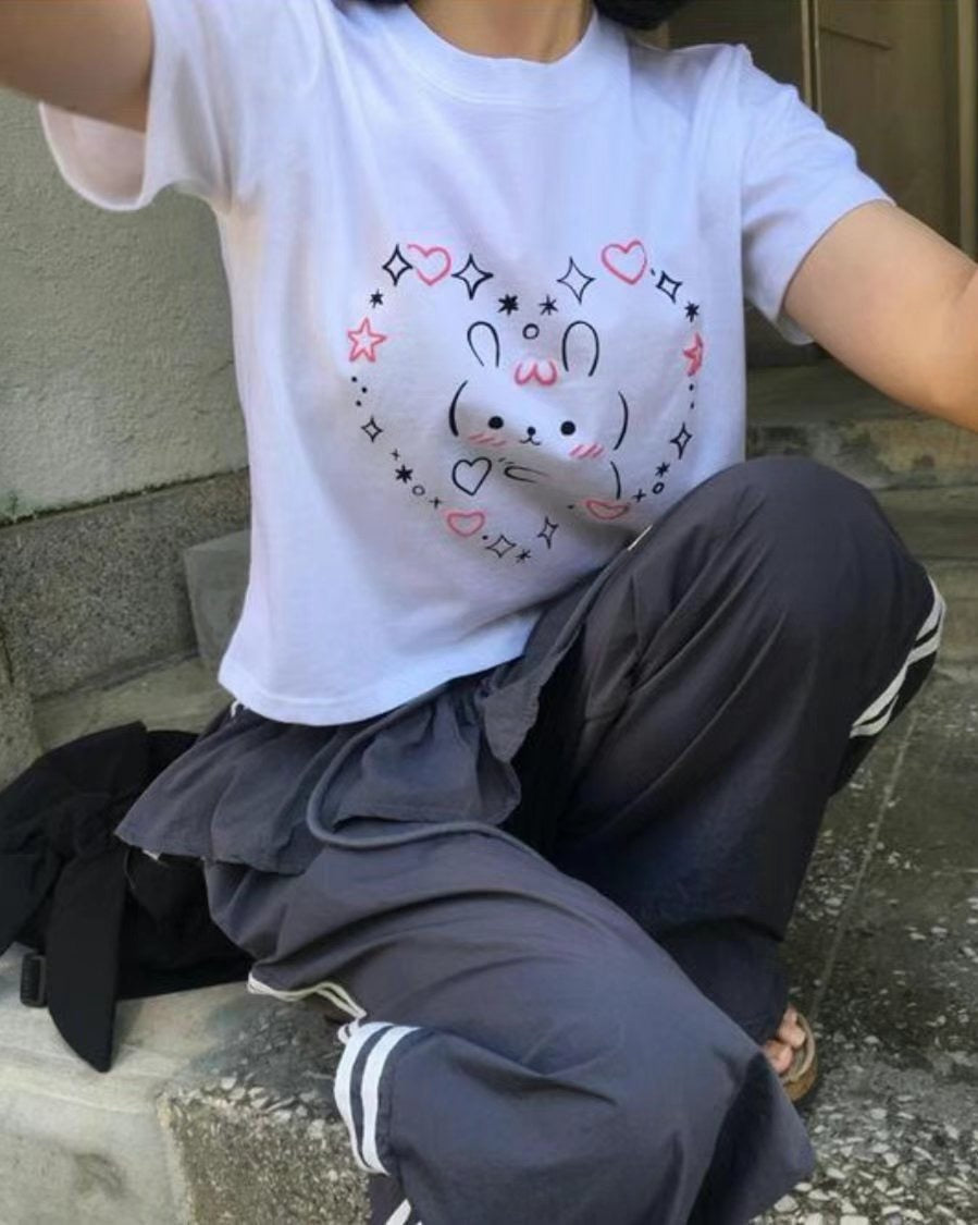 超可愛♡顏文字兔兔T-shirt Bunny Kaomoji T-shirt