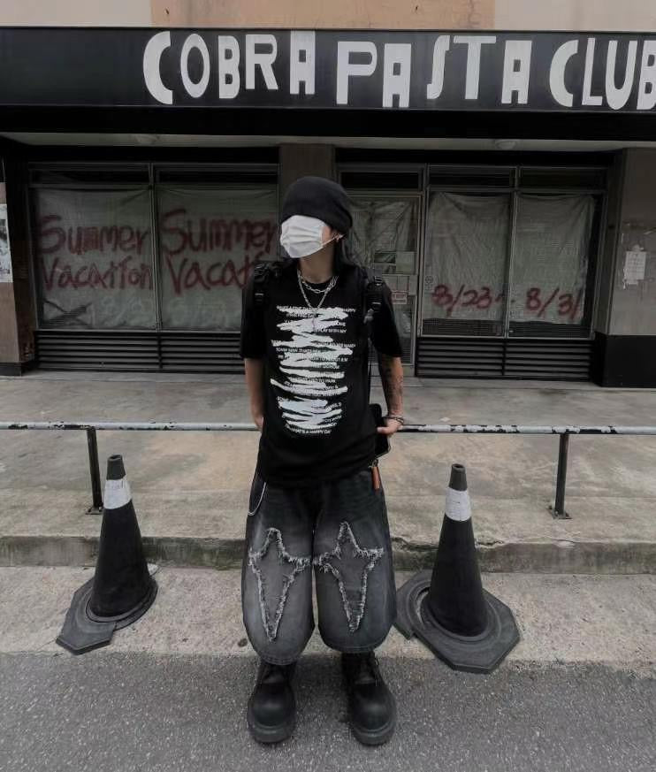 【Unisex】十字星牛仔五分褲 Cross Star Denim Pants