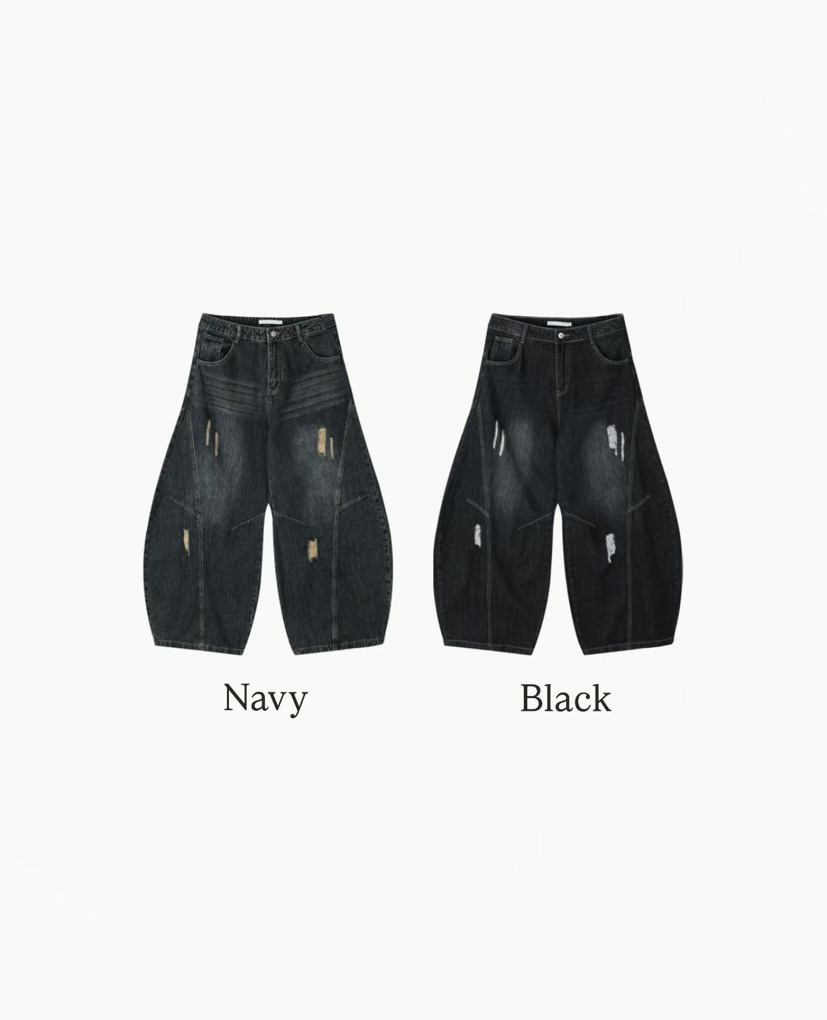 【Unisex】深色水洗彎刀牛仔褲 Dark Washed High-rise Barrel-leg Jeans