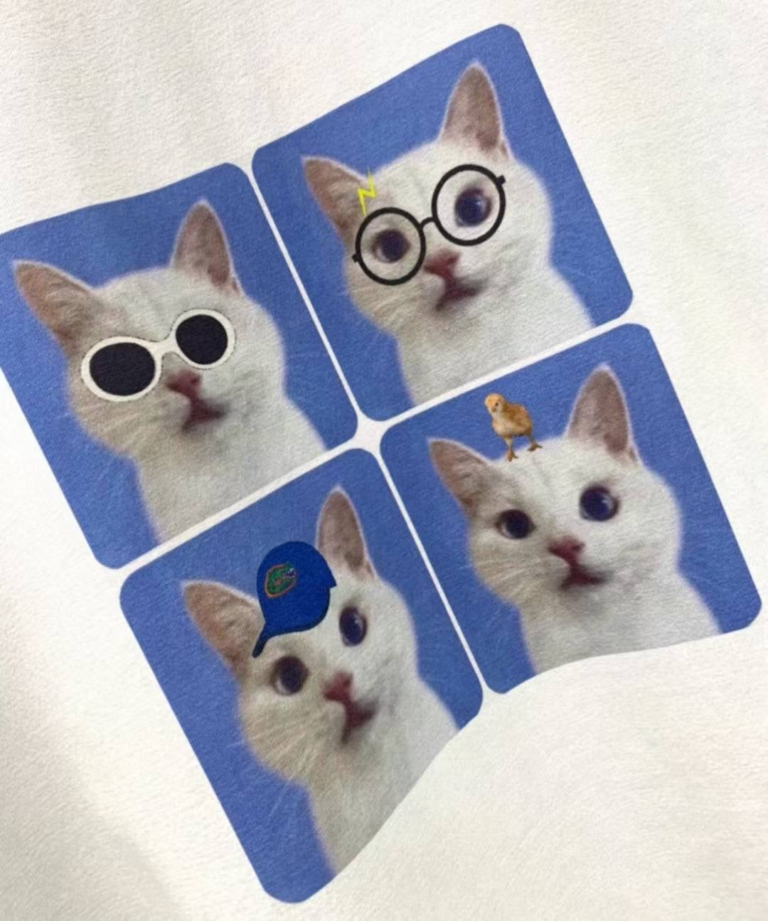 【Unisex】四格貓貓短袖T-shirt Four-grid cat short-sleeved T-shirt