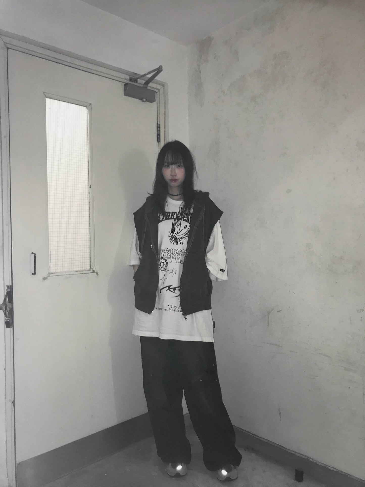 【Unisex】拉鍊連帽衛衣背心 Zip-up Hooded Sweatshirt Vest