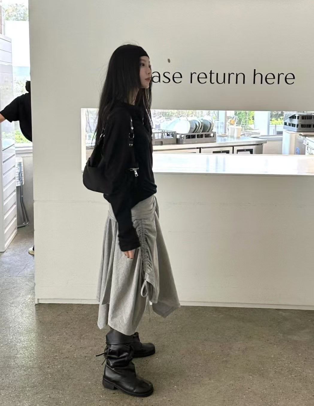 不規則抽繩中裙 Irregular Drawstring Midi Skirt