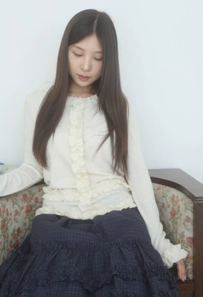 荷葉花邊針織上衣 Ruffle Lace Kint Top