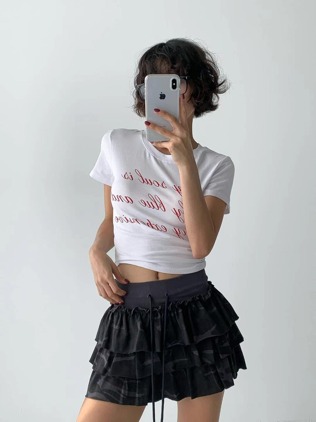 印花短版上衣 Printed Cropped Top