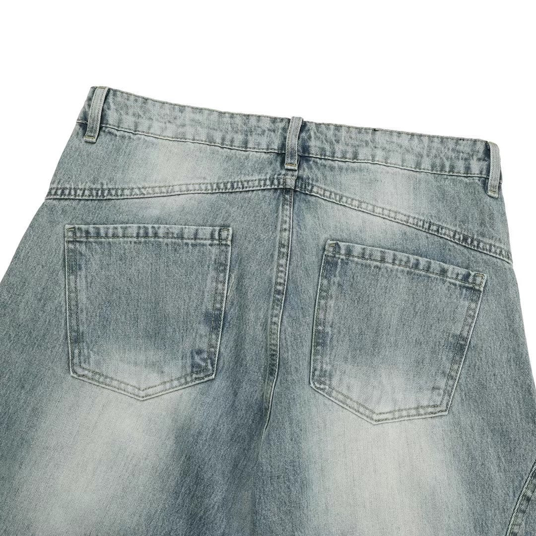 【Unisex】水洗彎刀牛仔褲 Washed High-rise Barrel-leg Jeans