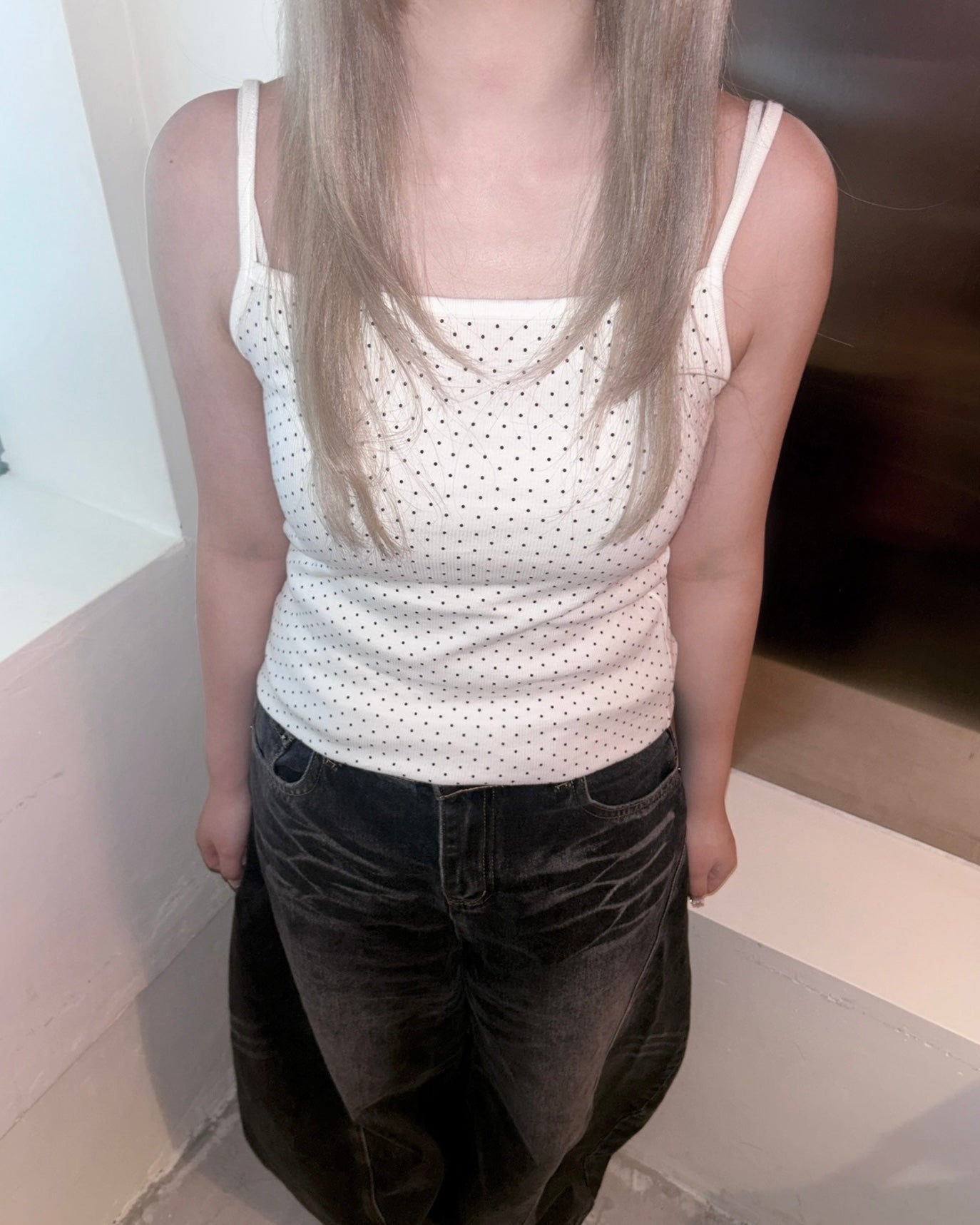 百搭平口波點吊帶 All-Match Polka Dot Tube Cami Top