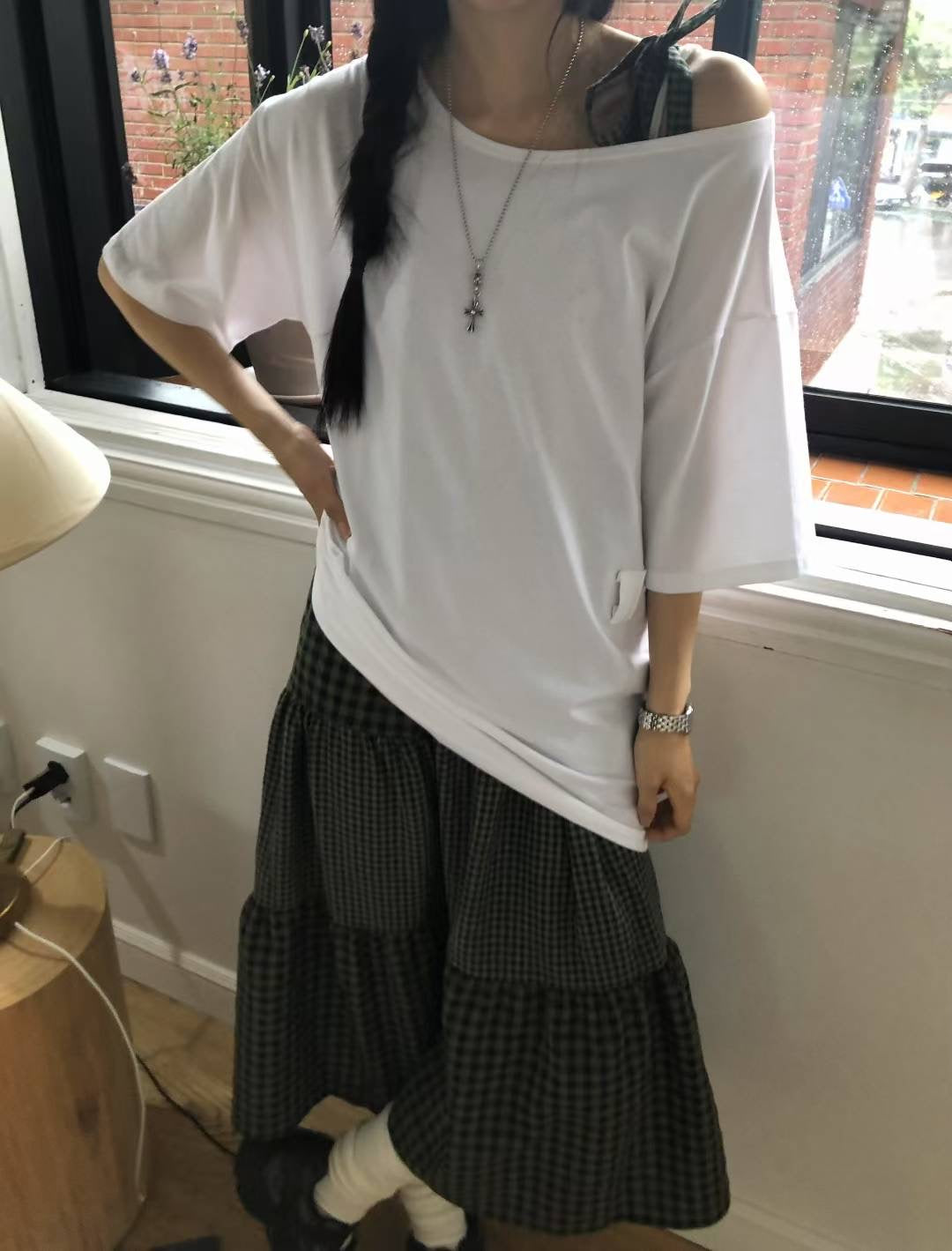 格仔吊帶連衣裙 Plaid Suspender One-piece