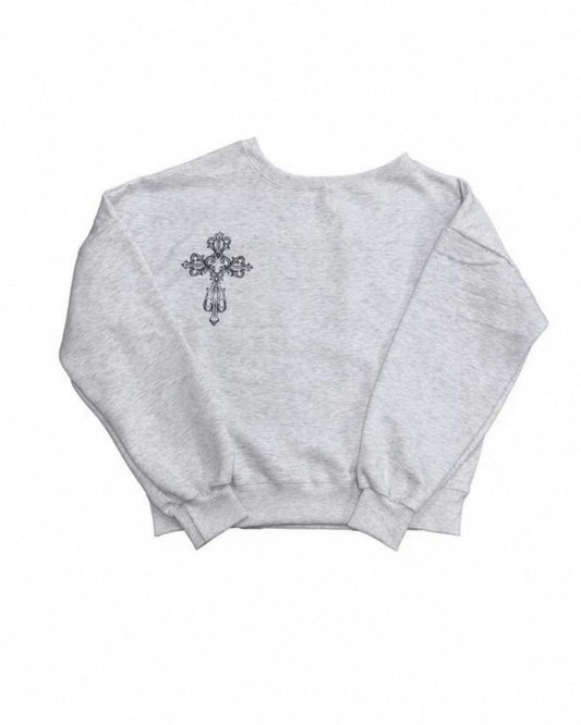 十字架露肩長袖上衣 Cross Off-Shoulder Long Sleeve Top