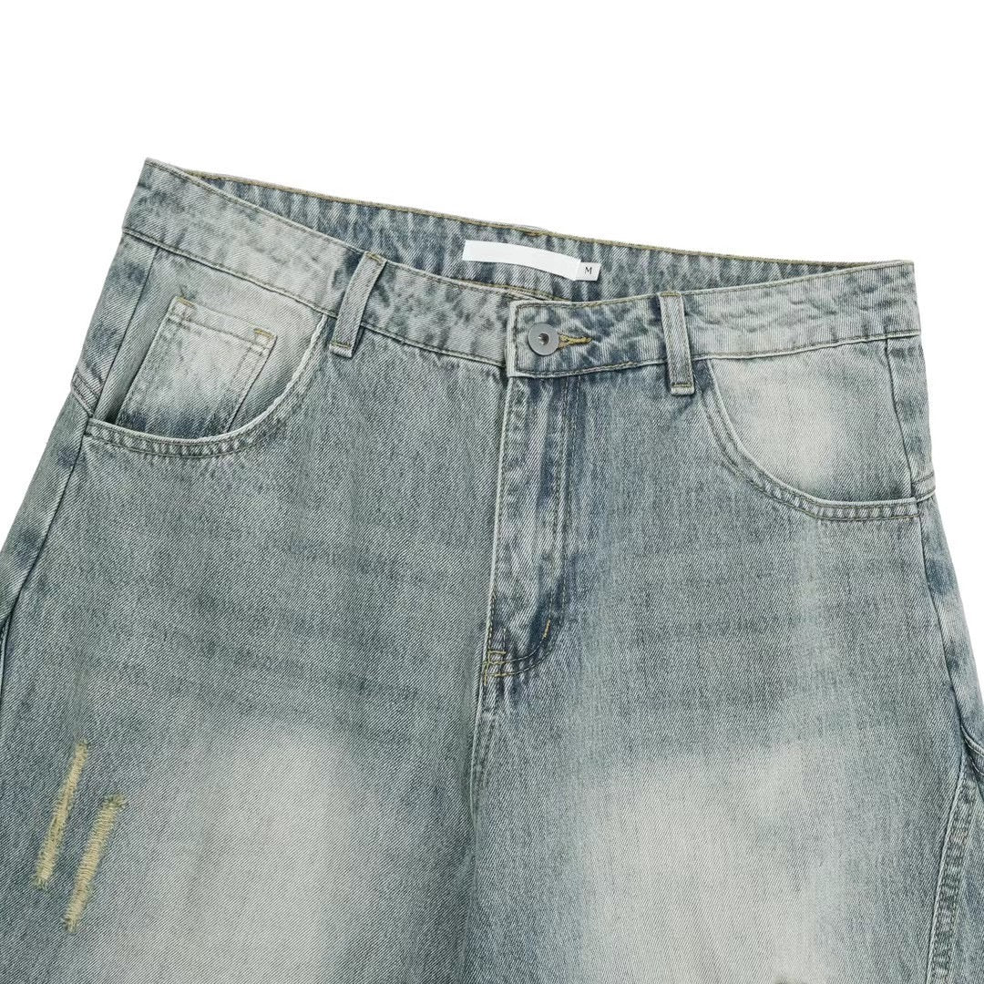 【Unisex】水洗彎刀牛仔褲 Washed High-rise Barrel-leg Jeans