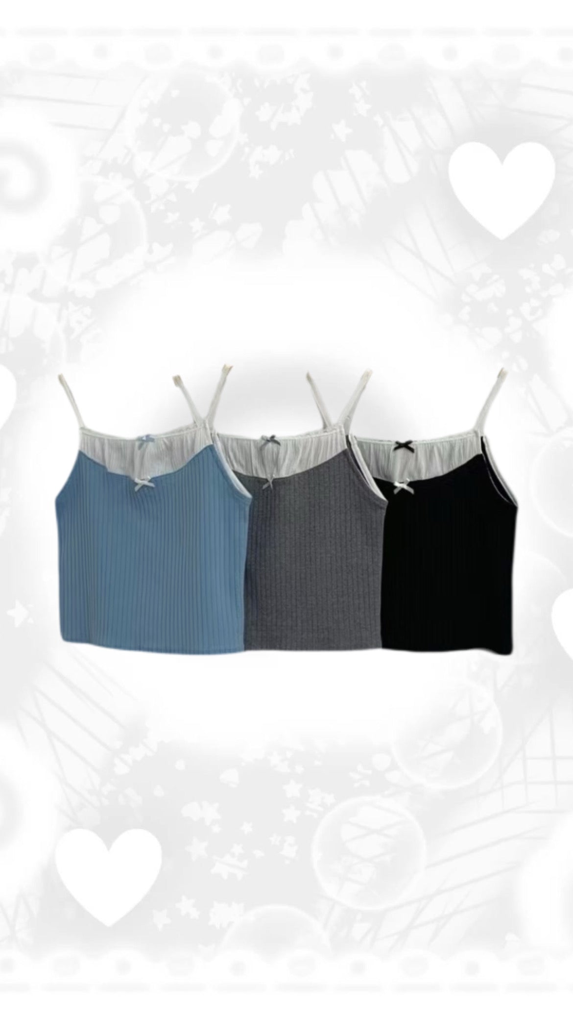 蝴蝶結蕾絲假兩件吊帶 Bow Lace Fake Two-Piece Cami Top