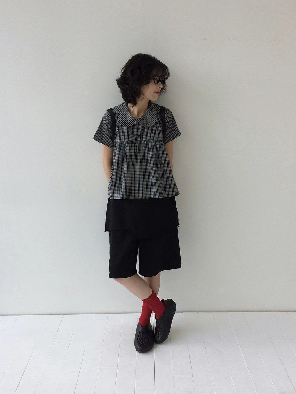 娃娃領格仔襯衫 Doll Collar Checked Shirt