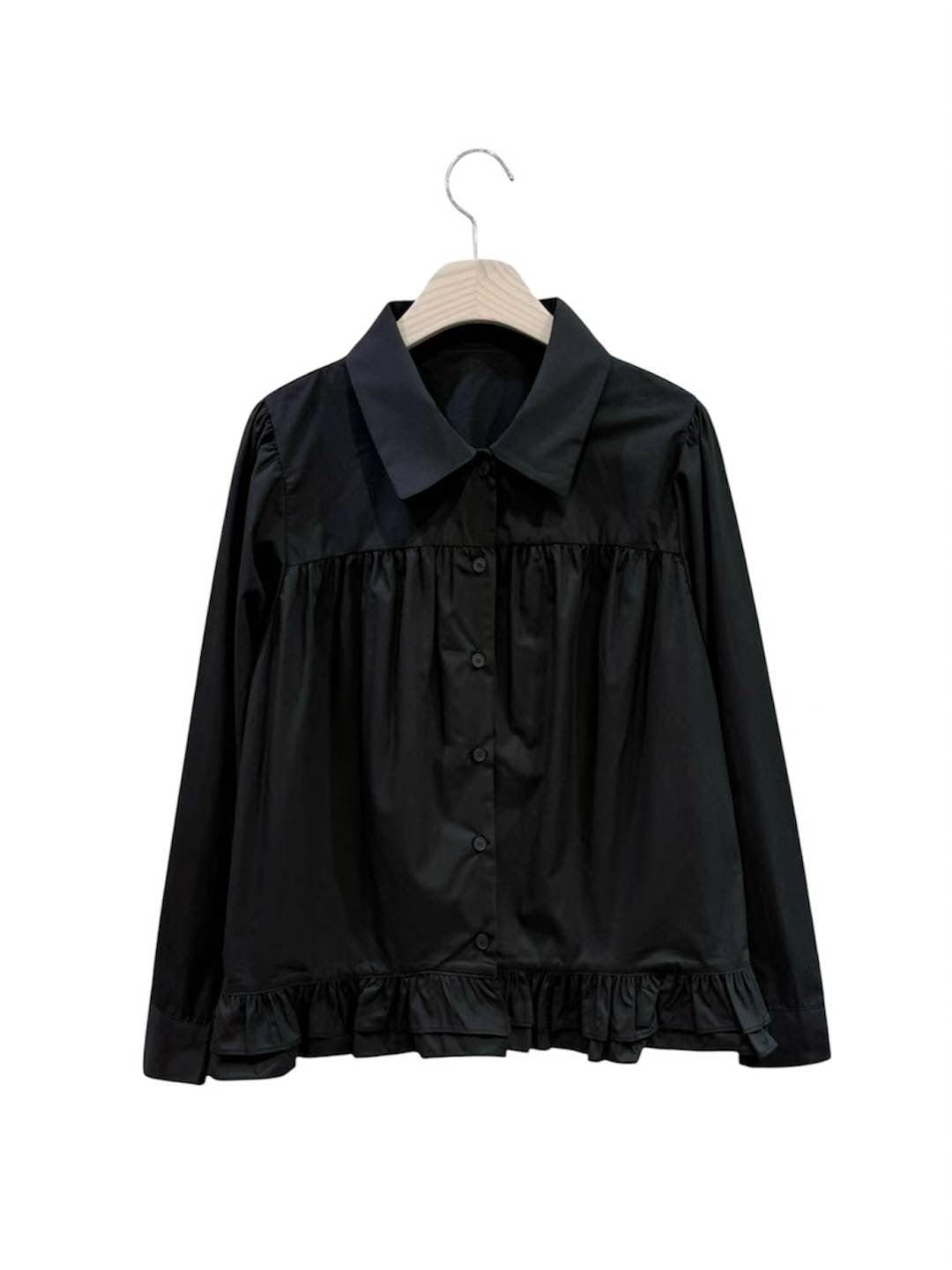 復古裙擺長袖恤衫 Retro Peplum Long Sleeve Shirt