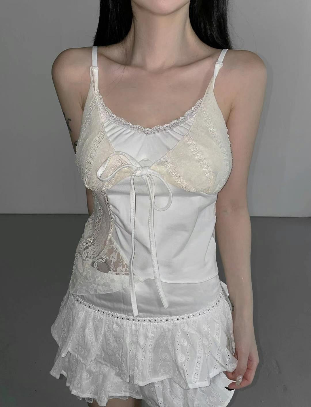 拼接蕾絲吊帶 Patchwork Lace Cami Top