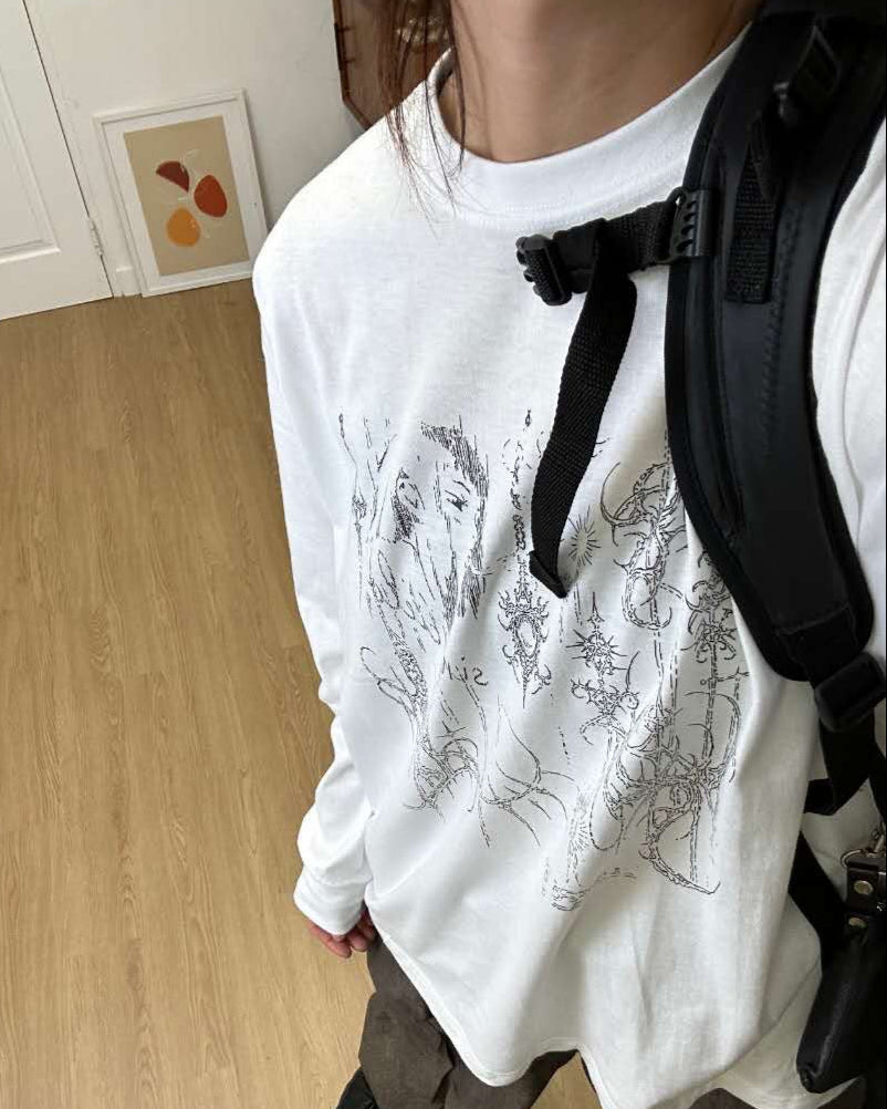 【Unisex】手繪圖騰印花長袖 Totem Print Long Sleeves