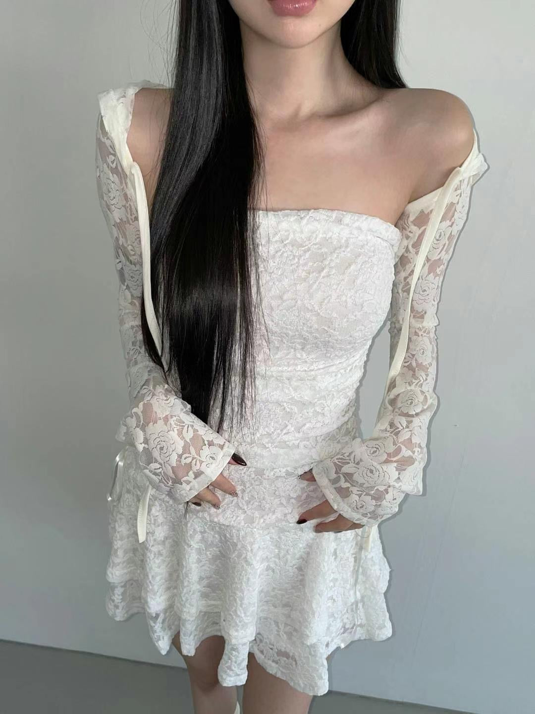 蕾絲長袖短外套 Lace Long Sleeve Short Outerwear