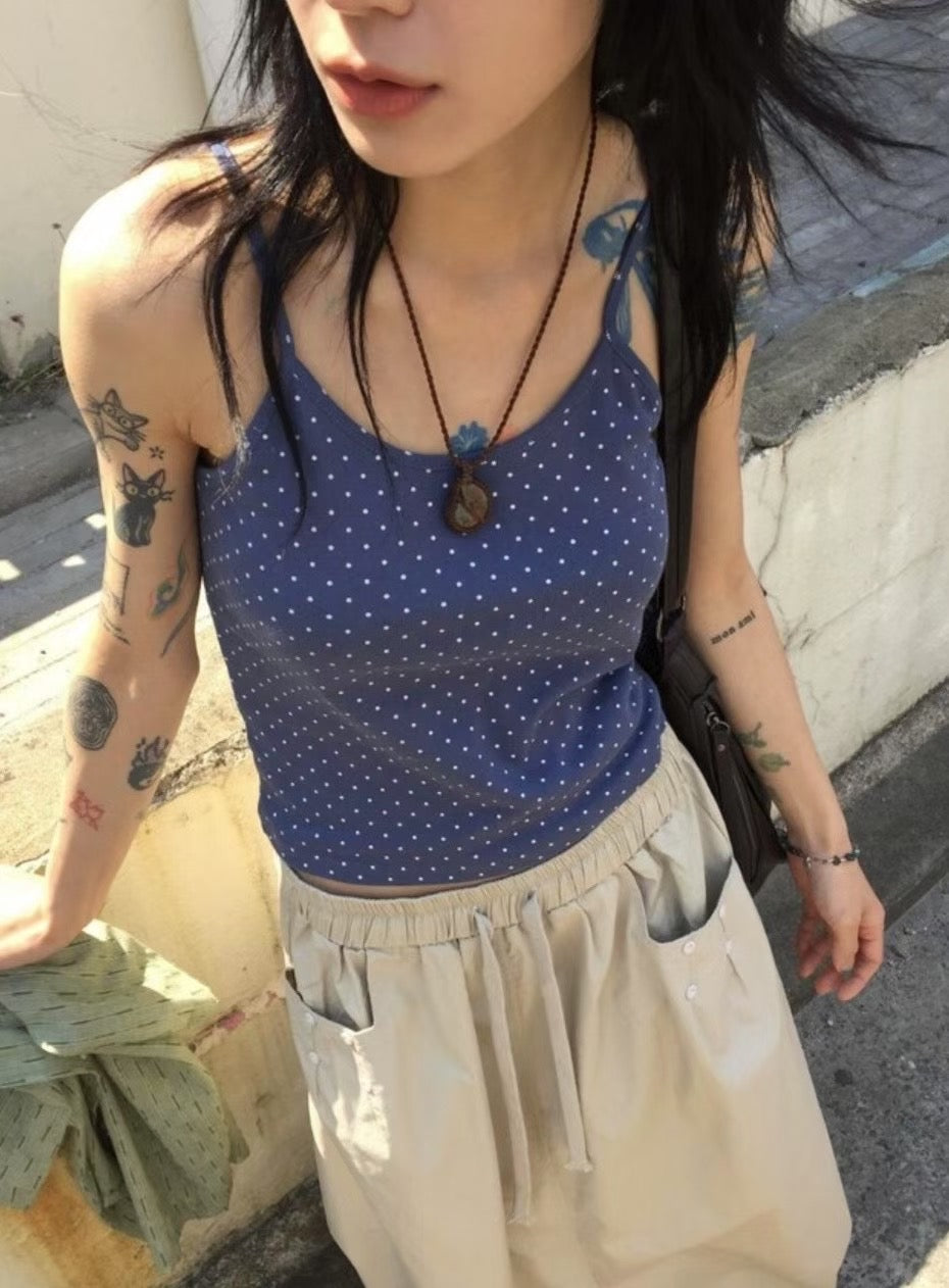 修身波點吊帶 Slim Fit Polka Dot Cami Top
