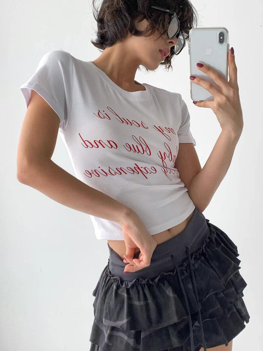 印花短版上衣 Printed Cropped Top