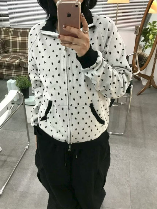 Launch Special⭐︎星星撞色插肩拉鍊外套 Star Contrast Raglan Zip-Up
