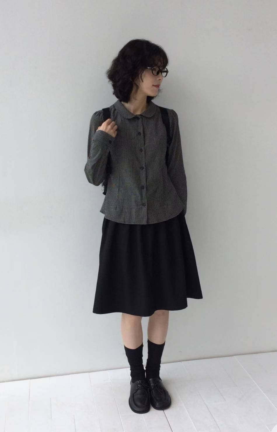 復古格仔長袖襯衫 Vintage Checkered Long-Sleeved Shirt