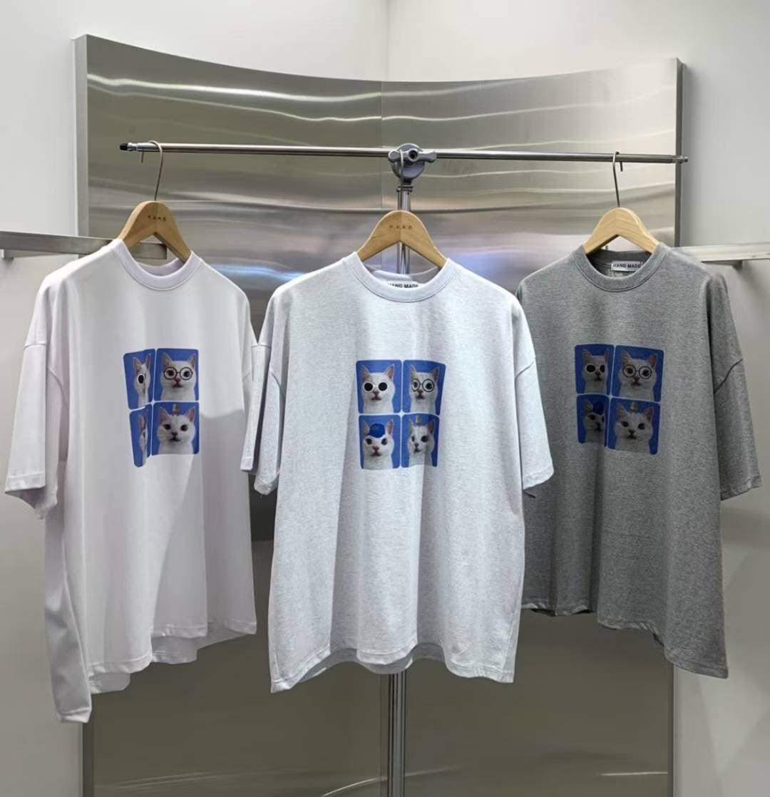 【Unisex】四格貓貓短袖T-shirt Four-grid cat short-sleeved T-shirt