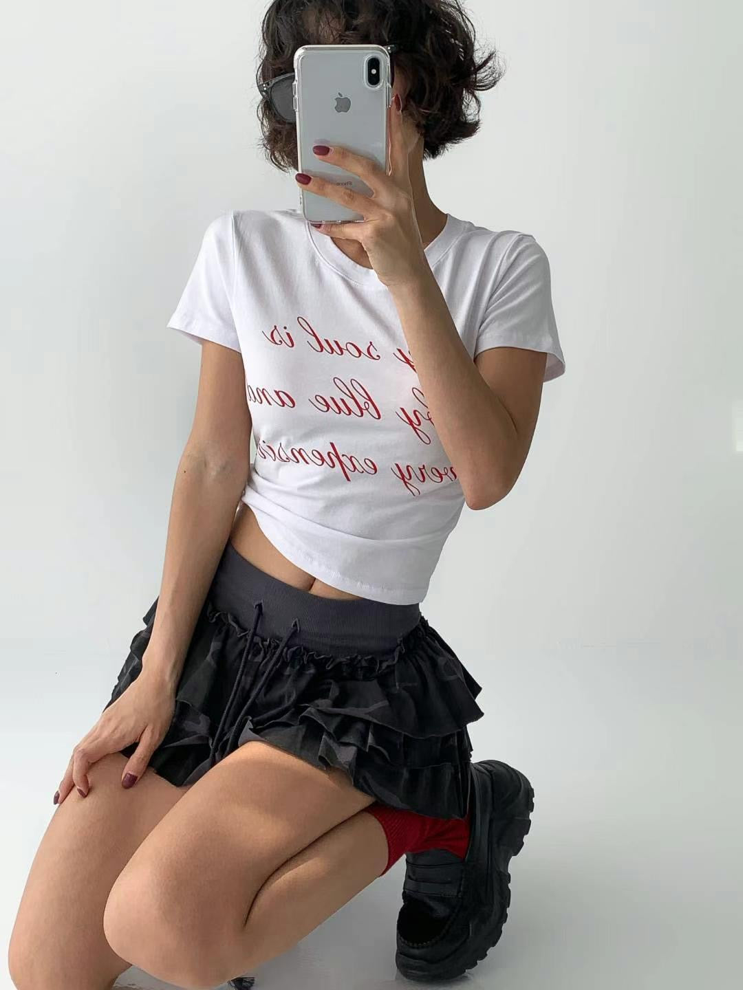 印花短版上衣 Printed Cropped Top