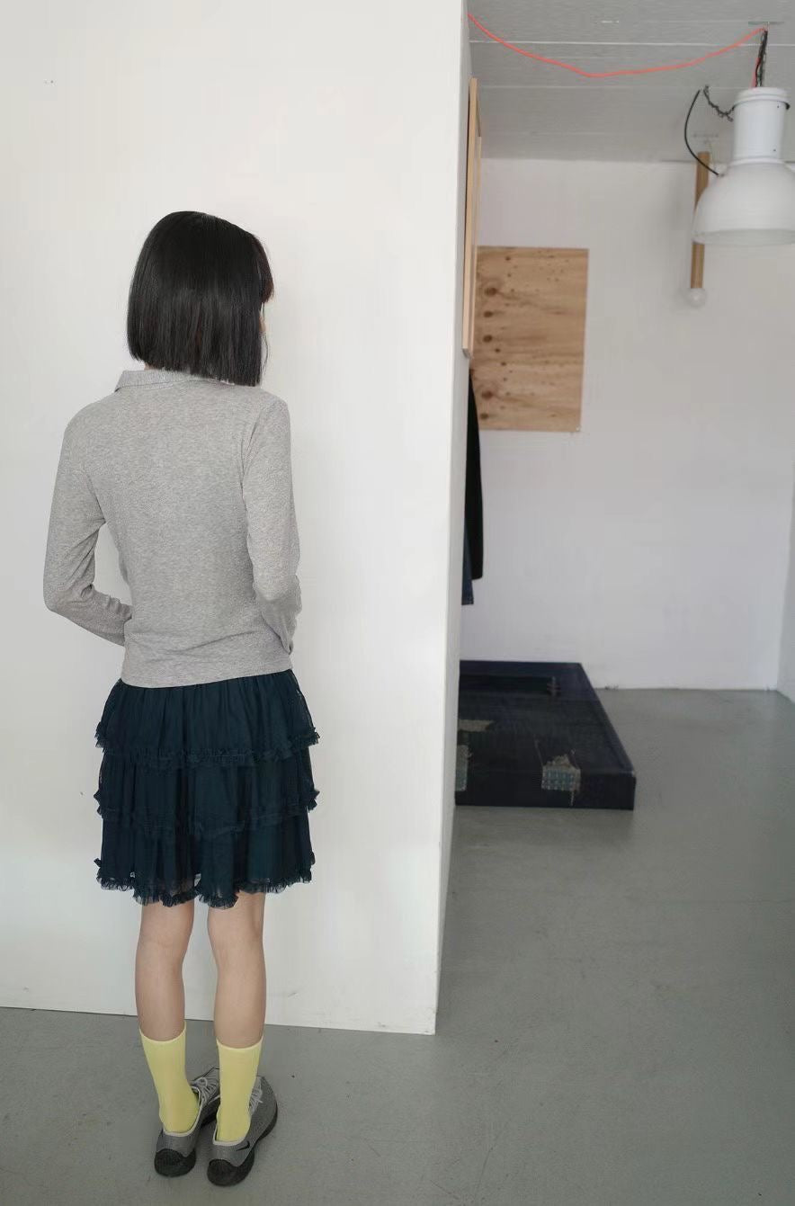 蕩領鈕扣長袖上衣 Cowl NecK Long-Sleeved Button top