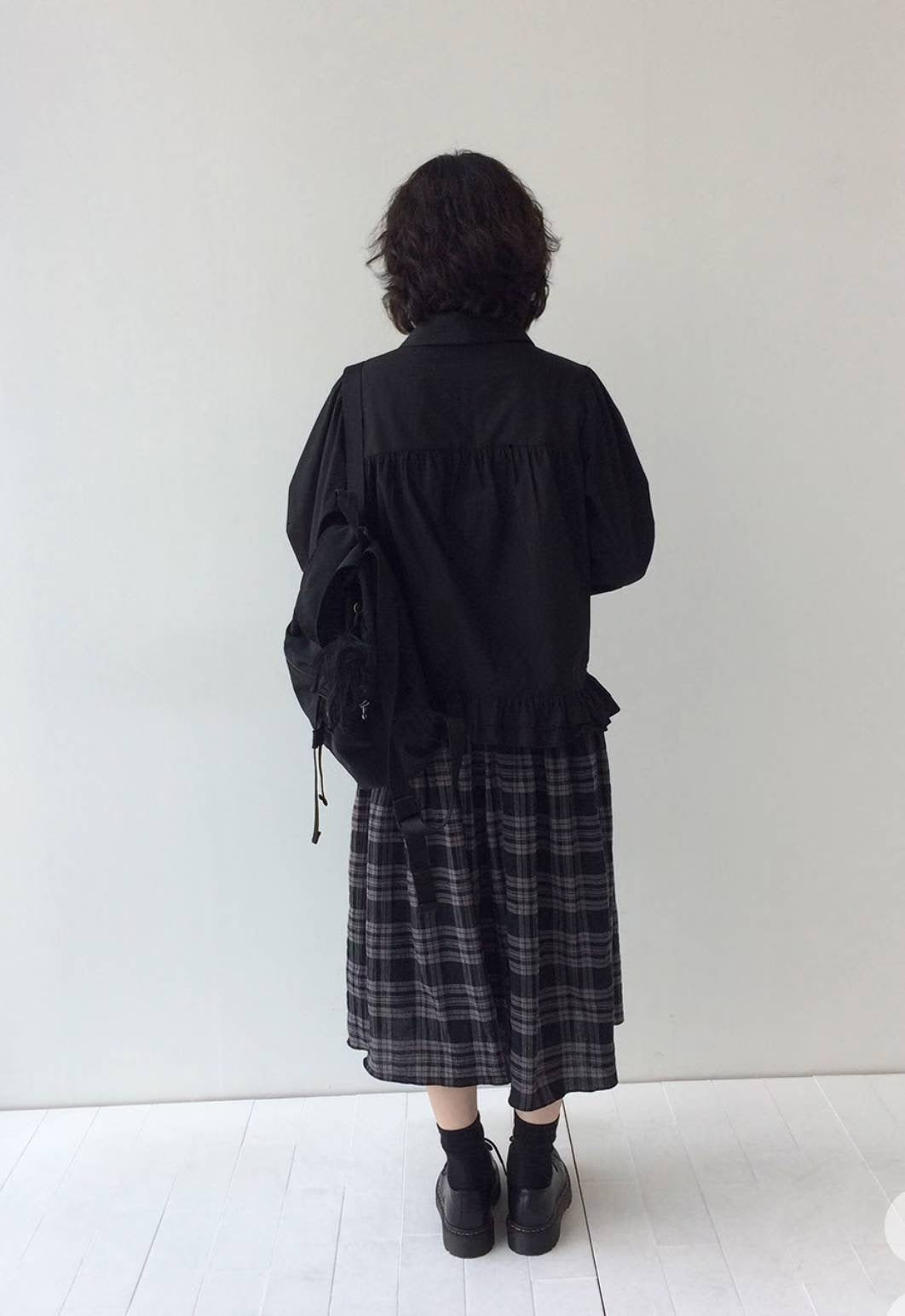 復古裙擺長袖恤衫 Retro Peplum Long Sleeve Shirt