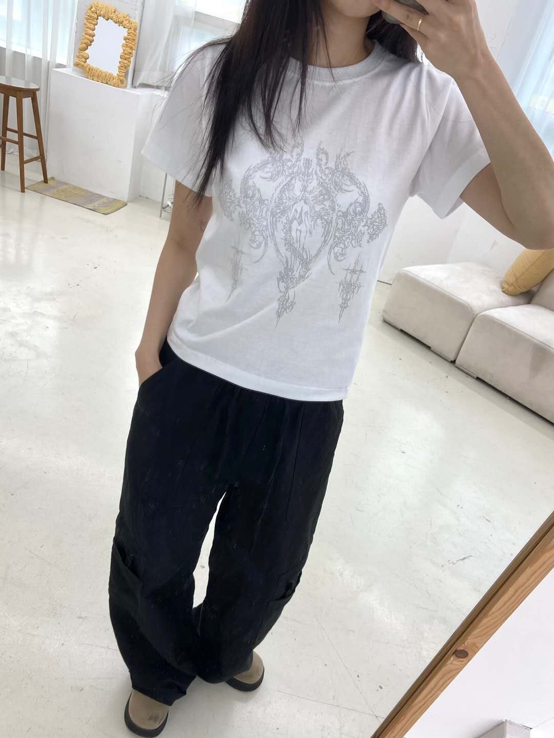 愛心圖騰印花短袖上衣 Heart Totem Print Short Sleeve Top