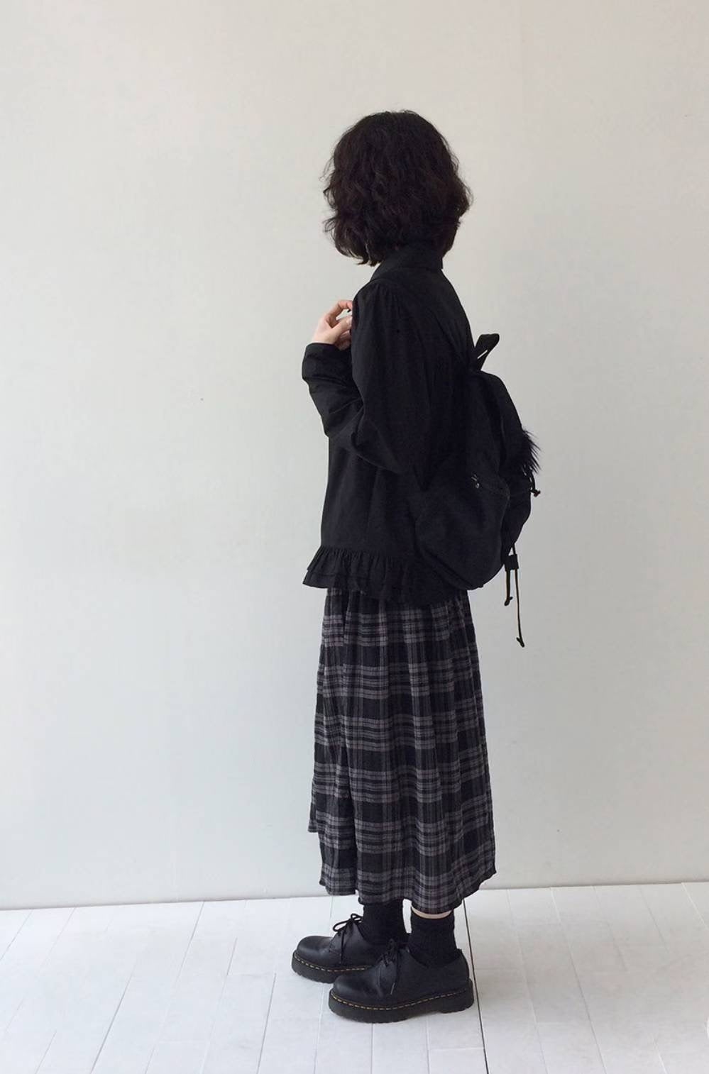 復古裙擺長袖恤衫 Retro Peplum Long Sleeve Shirt