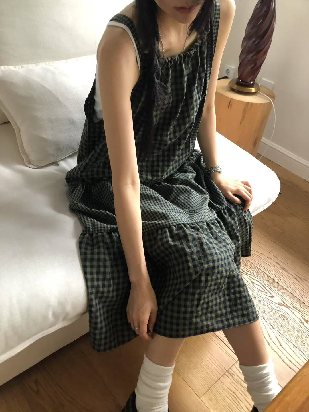 格仔吊帶連衣裙 Plaid Suspender One-piece