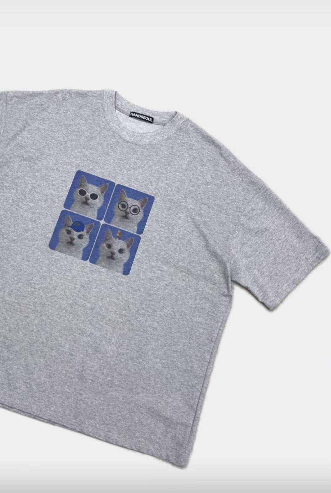 【Unisex】四格貓貓短袖T-shirt Four-grid cat short-sleeved T-shirt