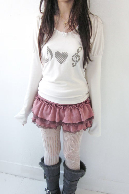 音符印花長袖上衣 Music Note Print Long Sleeve Top