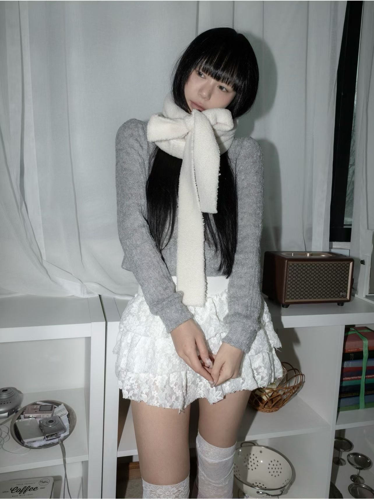 鈕扣連帽短版冷衫 Hooded Cropped Cardigan