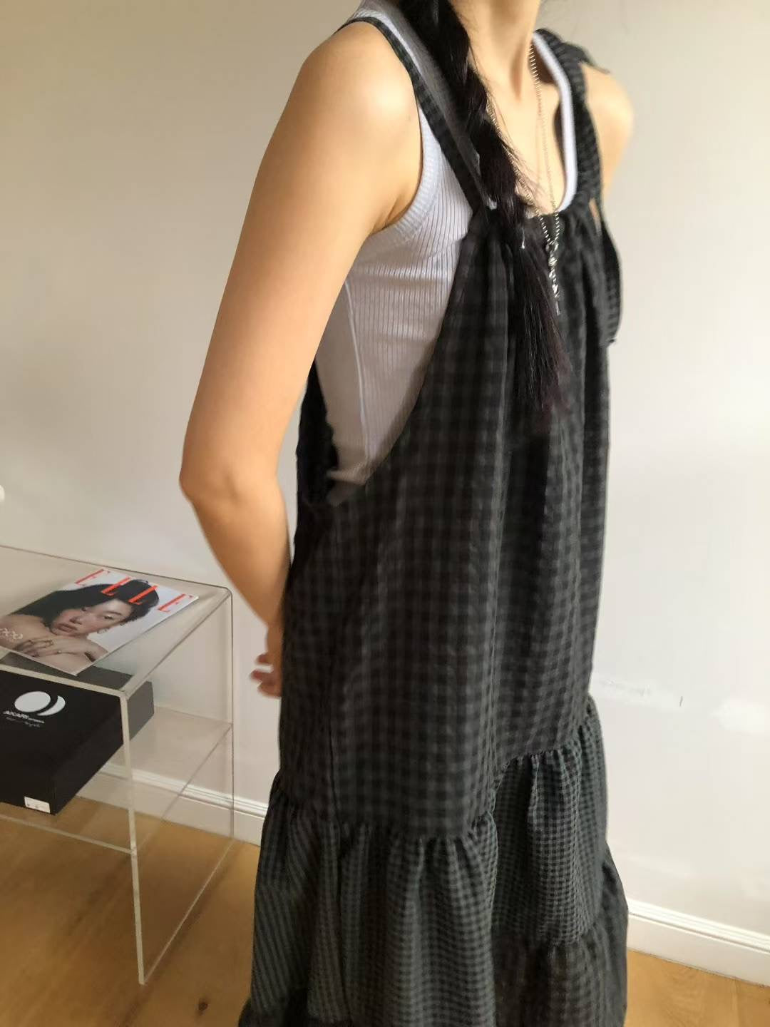 格仔吊帶連衣裙 Plaid Suspender One-piece