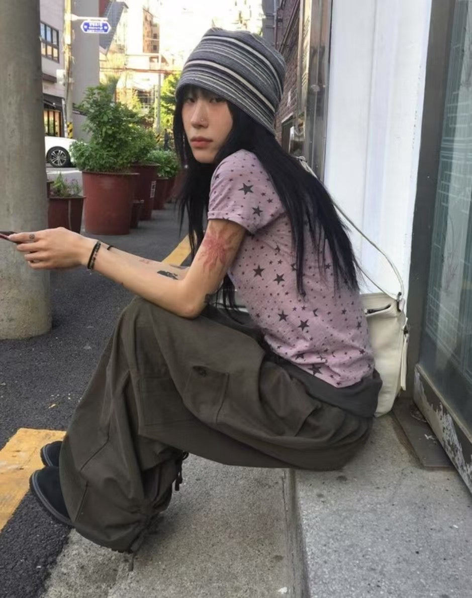 星星圖案短袖T-shirt Star-Patterned Short Sleeve T-shirt