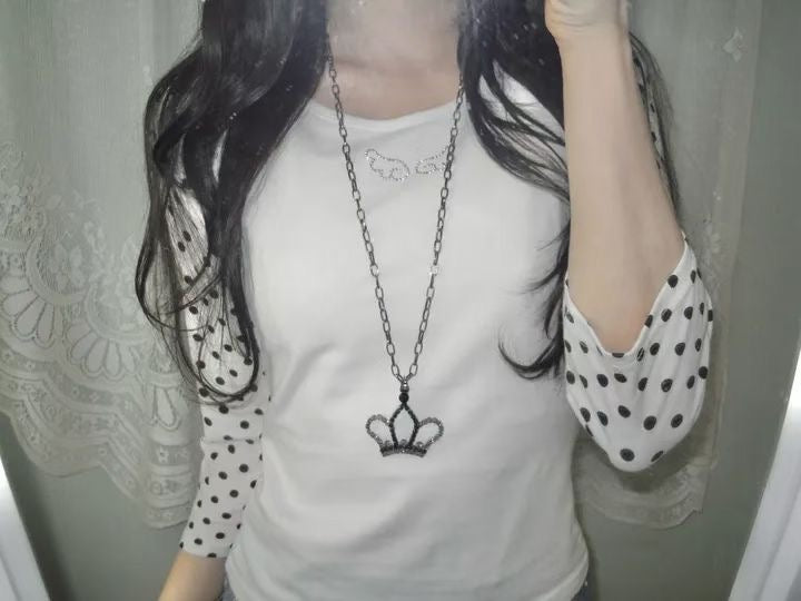 天使翅膀波點七分袖 Angel Wings Polka Dot Three-Quarter Sleeves