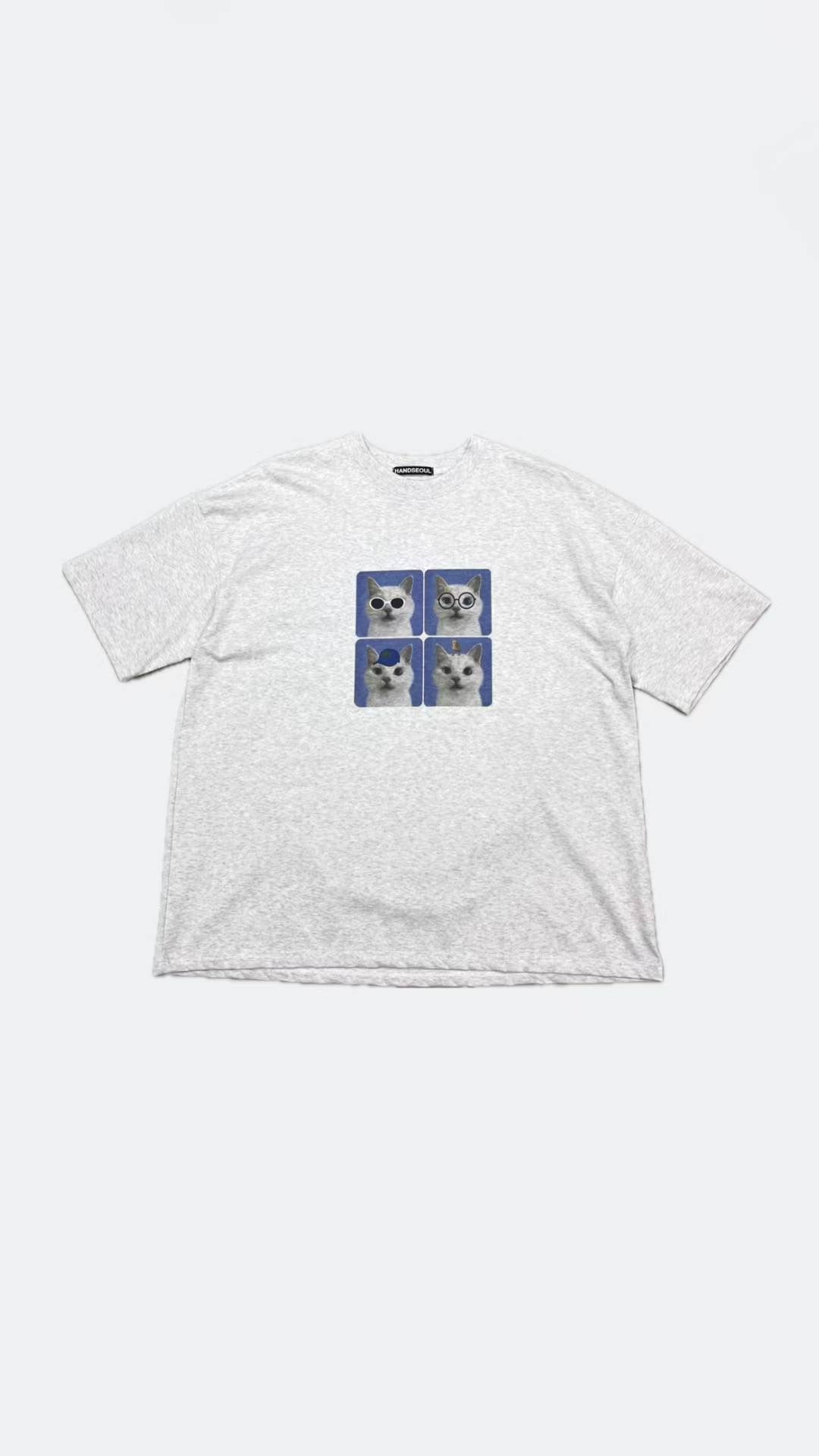 【Unisex】四格貓貓短袖T-shirt Four-grid cat short-sleeved T-shirt