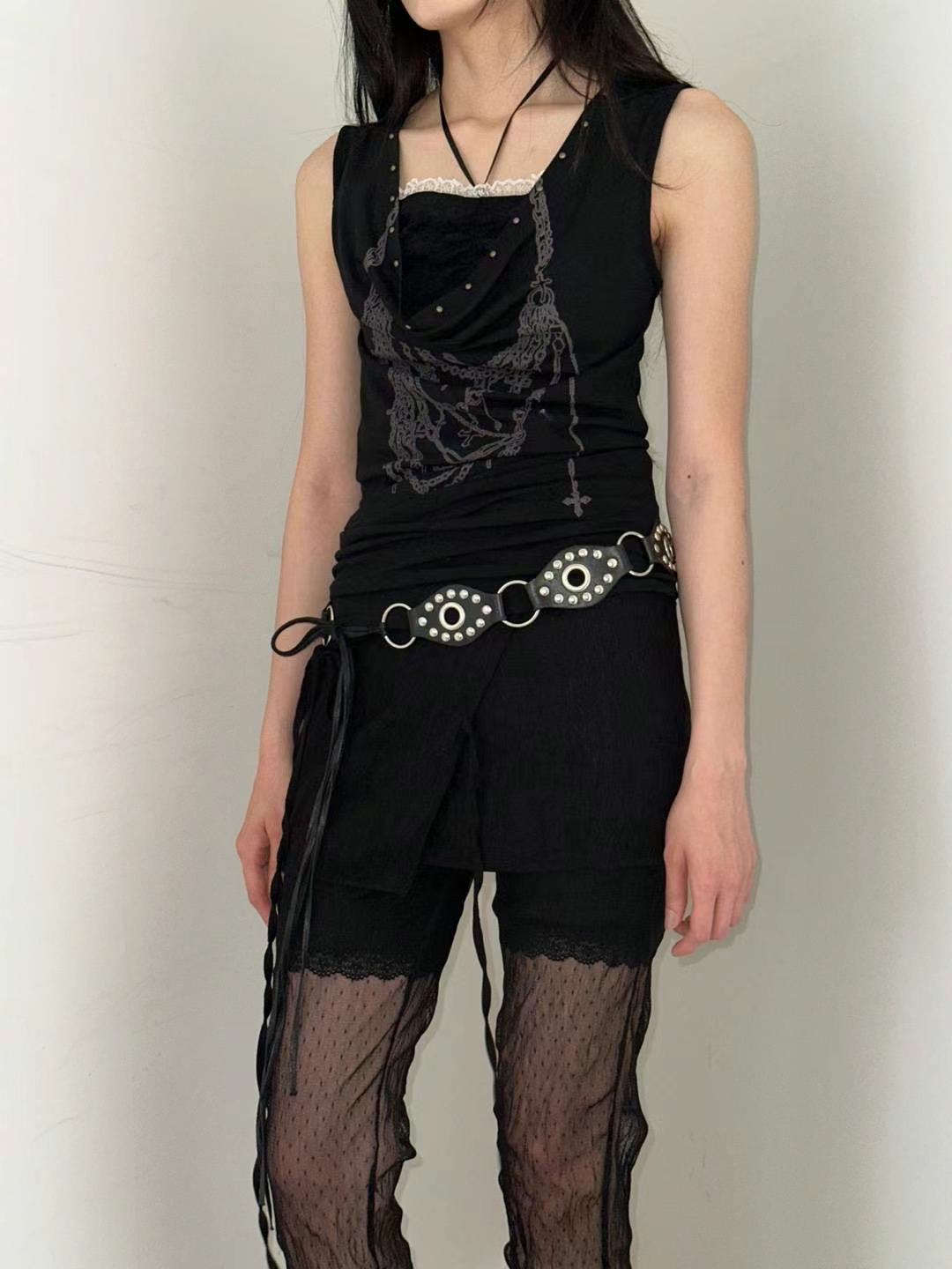 蕩領蕾絲印花背心 Cowl Neck Lace Tank Top