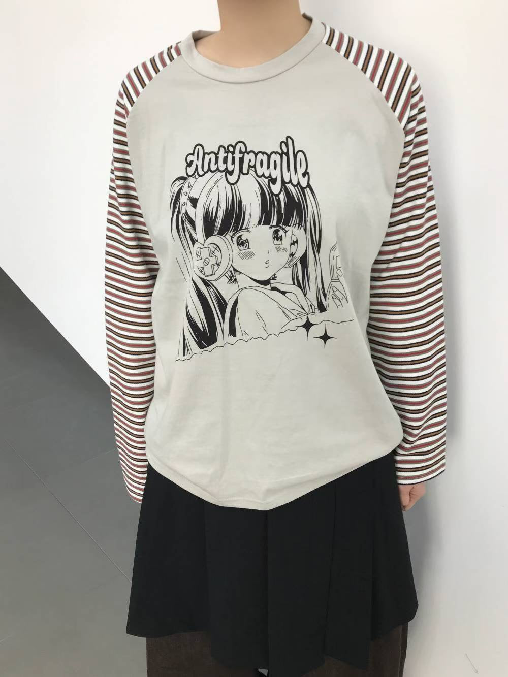 少女印花條紋長袖 Girls Print Striped Long Sleeves