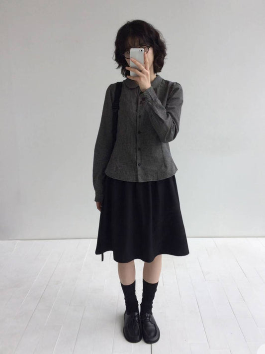 復古格仔長袖襯衫 Vintage Checkered Long-Sleeved Shirt