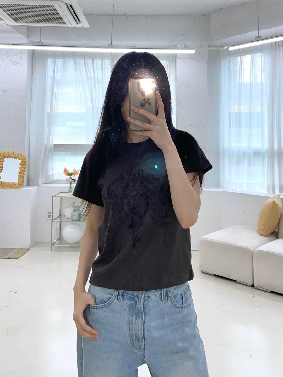 愛心圖騰印花短袖上衣 Heart Totem Print Short Sleeve Top