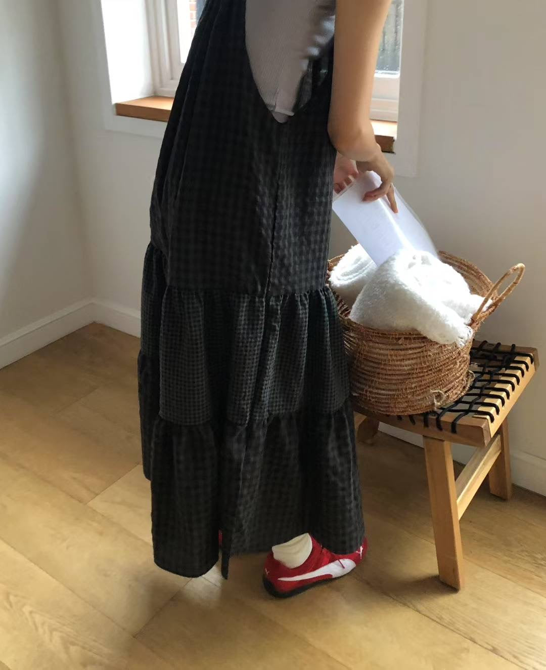 格仔吊帶連衣裙 Plaid Suspender One-piece