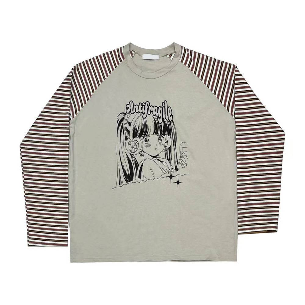 少女印花條紋長袖 Girls Print Striped Long Sleeves