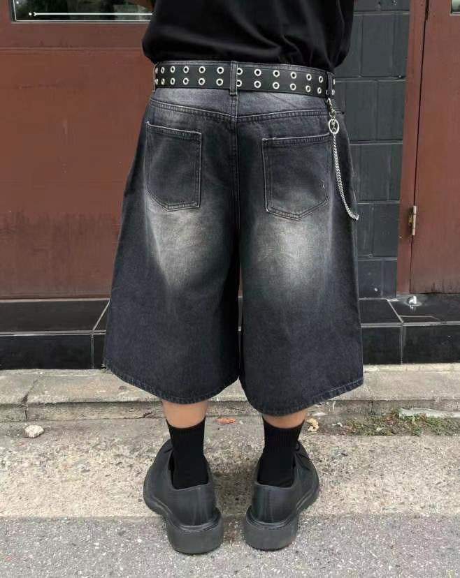 【Unisex】十字星牛仔五分褲 Cross Star Denim Pants