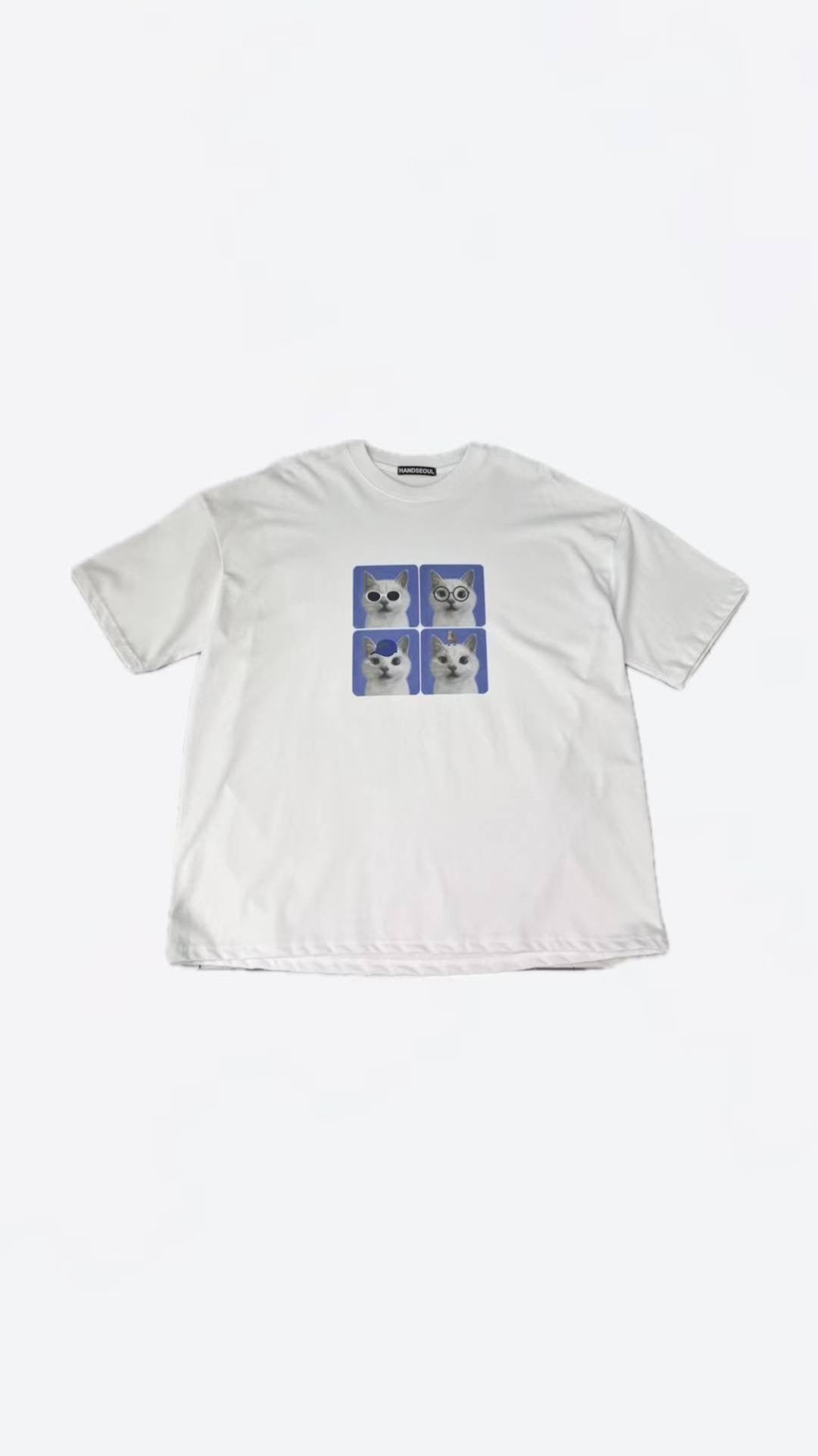 【Unisex】四格貓貓短袖T-shirt Four-grid cat short-sleeved T-shirt
