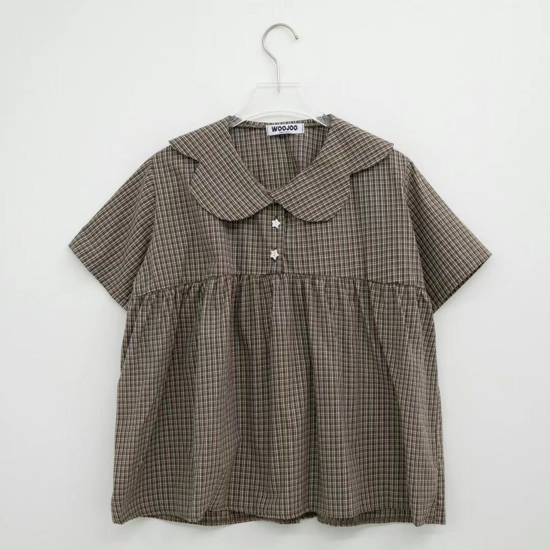 娃娃領格仔襯衫 Doll Collar Checked Shirt