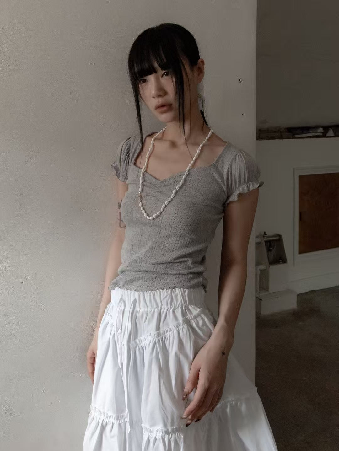 方領領花邊短袖 Square Collar Short Sleeves