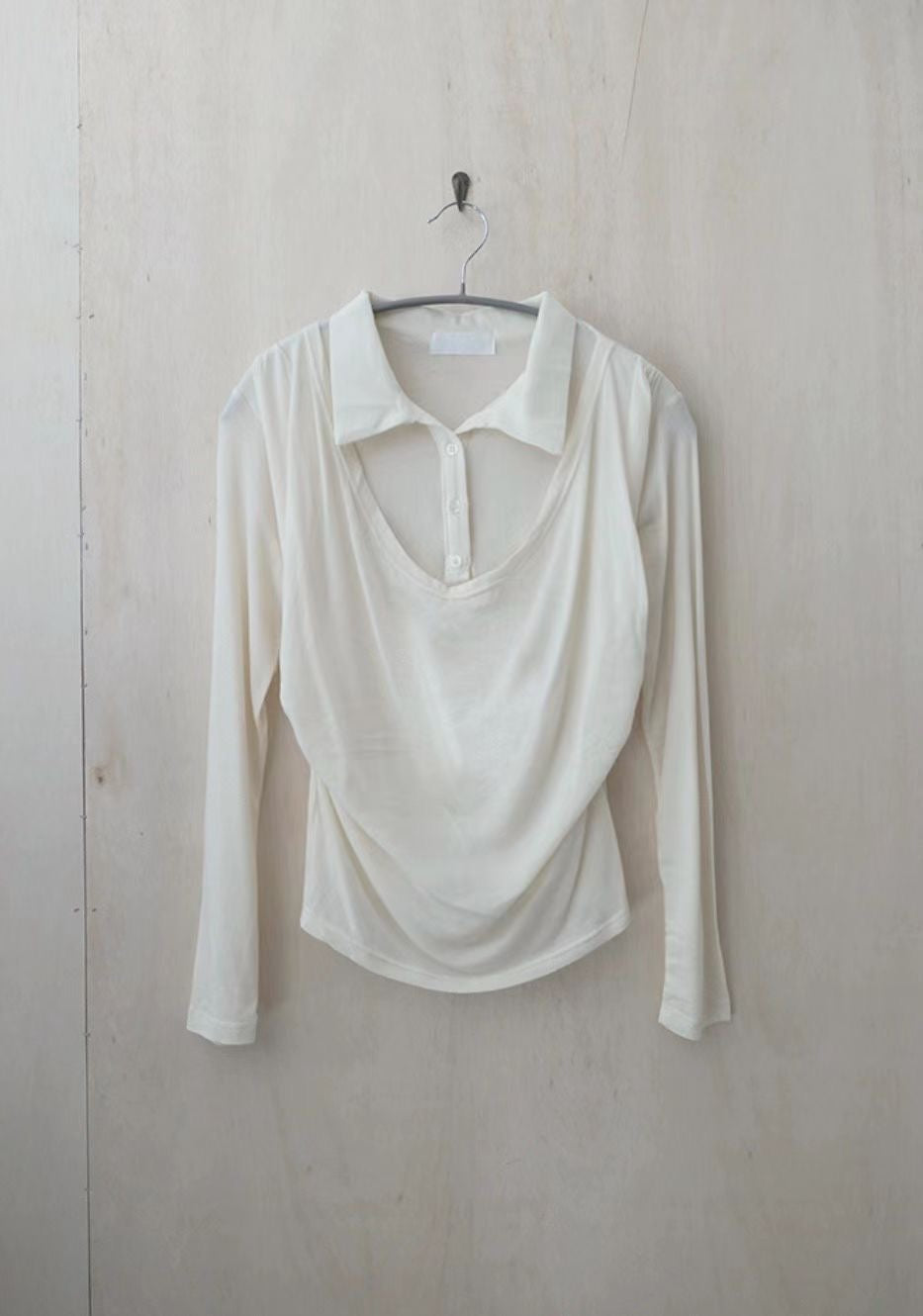 蕩領鈕扣長袖上衣 Cowl NecK Long-Sleeved Button top