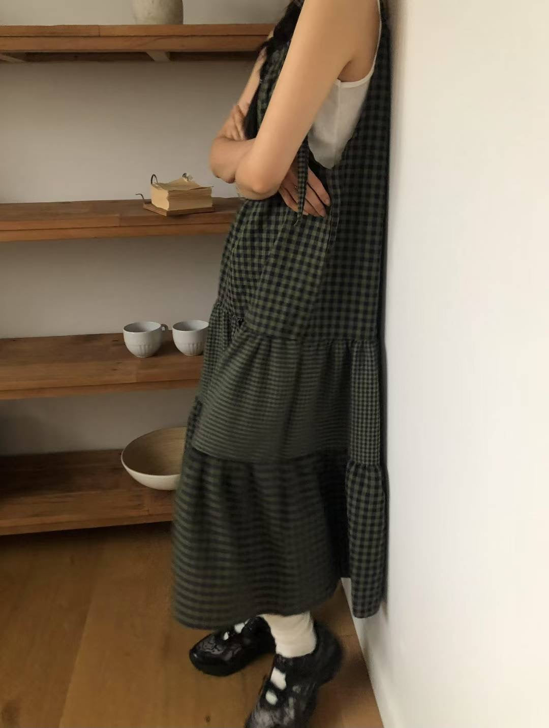 格仔吊帶連衣裙 Plaid Suspender One-piece
